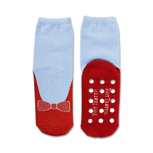 Close-up of the sole of the socks, showing the non-skid grips in detail.