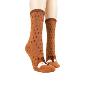 Lifestyle shot showing the fox socks on a person's feet.