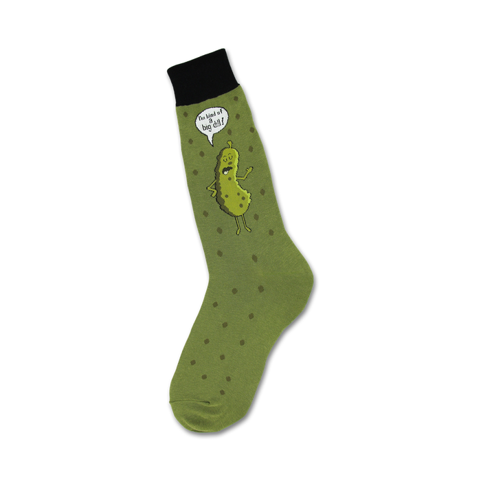 mens crew socks with cartoon pickle graphic wearing a yarmulke and 