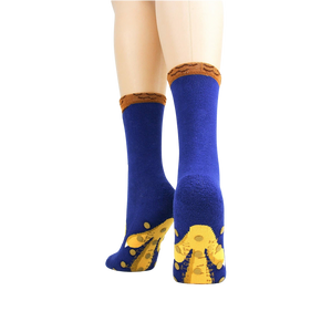 Another lifestyle shot showing the socks on a model from the back.