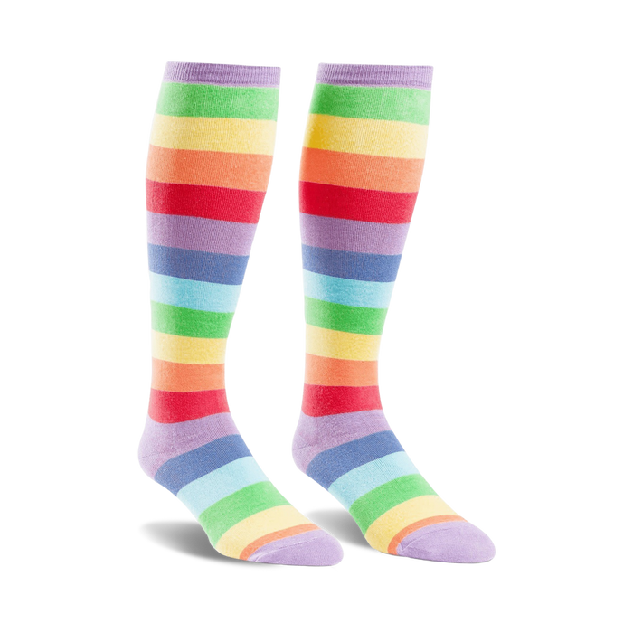 wide calf, knee high rainbow pride socks in women's sizes     }}