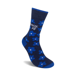 Another close-up view of the 'Domestic AF' sock, highlighting the detail of the design and texture.