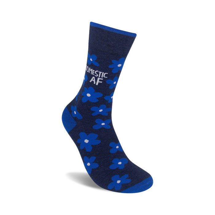 Another close-up view of the 'Domestic AF' sock, highlighting the detail of the design and texture.