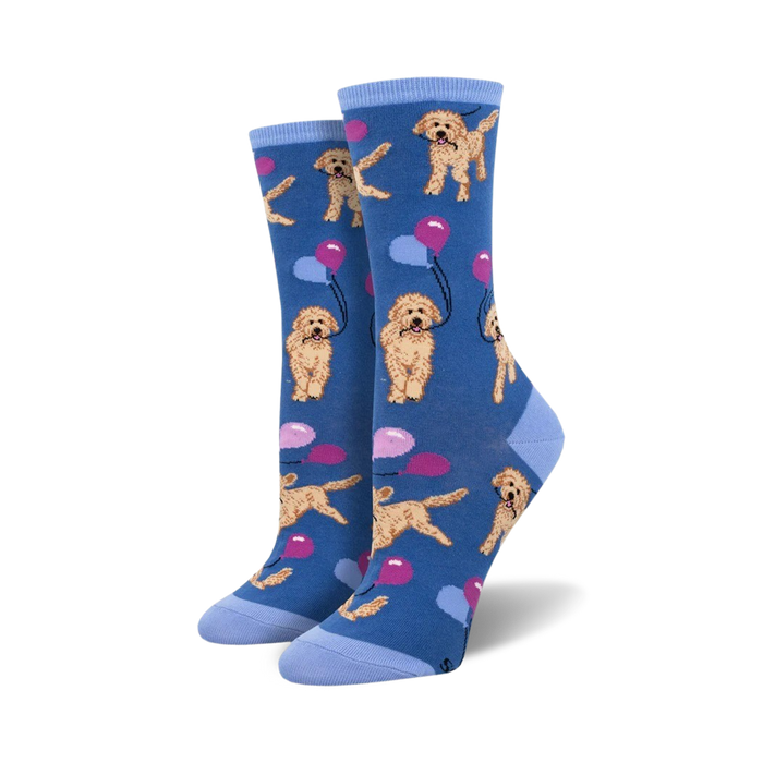 Lifestyle shot of a person wearing the blue Doodle Party socks, showcasing the design in a real-life setting.