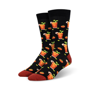 Close-up shot of a pair of black Bloody Mary socks showcasing the detailed design.