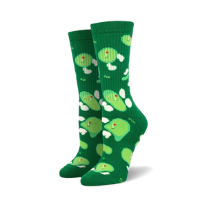 crew length golf course themed socks with red flags on the green.  