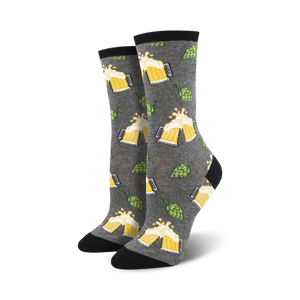 crew-length gray beer mug and green hops socks.  