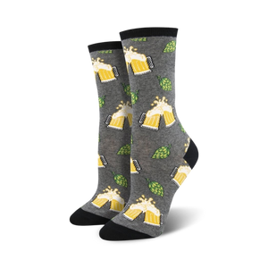 Lifestyle shot of a person's feet wearing the grey 'Hoppier Together' socks.