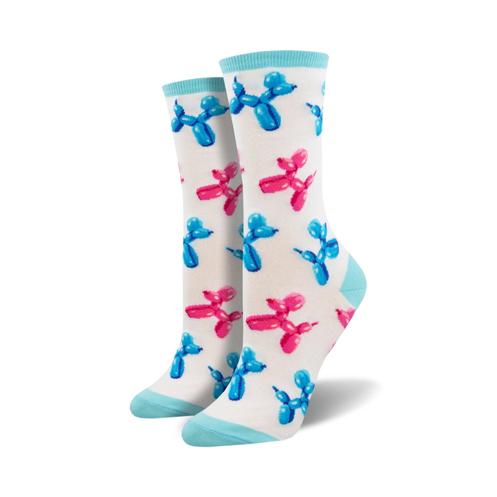 Lifestyle shot of Balloon Animal socks on a person's feet, showing the socks in action.