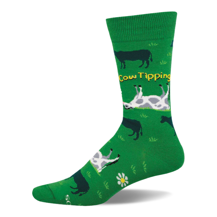 Green crew sock with a