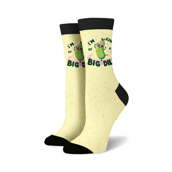 Flat lay showcasing two pairs of the 'I'm Kind of a Big Dill' socks.