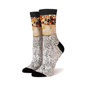 Close-up product shot of a pair of burrito socks.