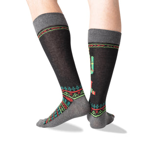 Back view of the Christmas Cactus Non-Skid Slipper socks, showcasing the design details.