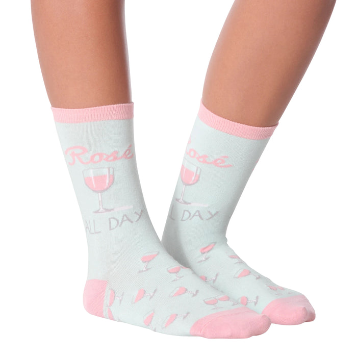 Flat lay of 'Rose All Day' socks showing the design details.