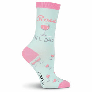 Close-up side view of a single 'Rose All Day' sock highlighting the design.