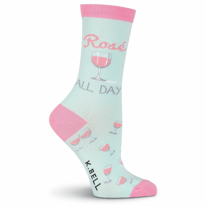 Close-up side view of a single 'Rose All Day' sock highlighting the design.