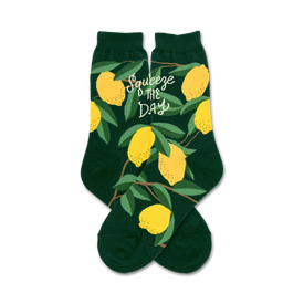 lemons food & drink themed womens green novelty crew socks