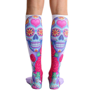 Back view of the Dia socks, showcasing the design's full coverage.