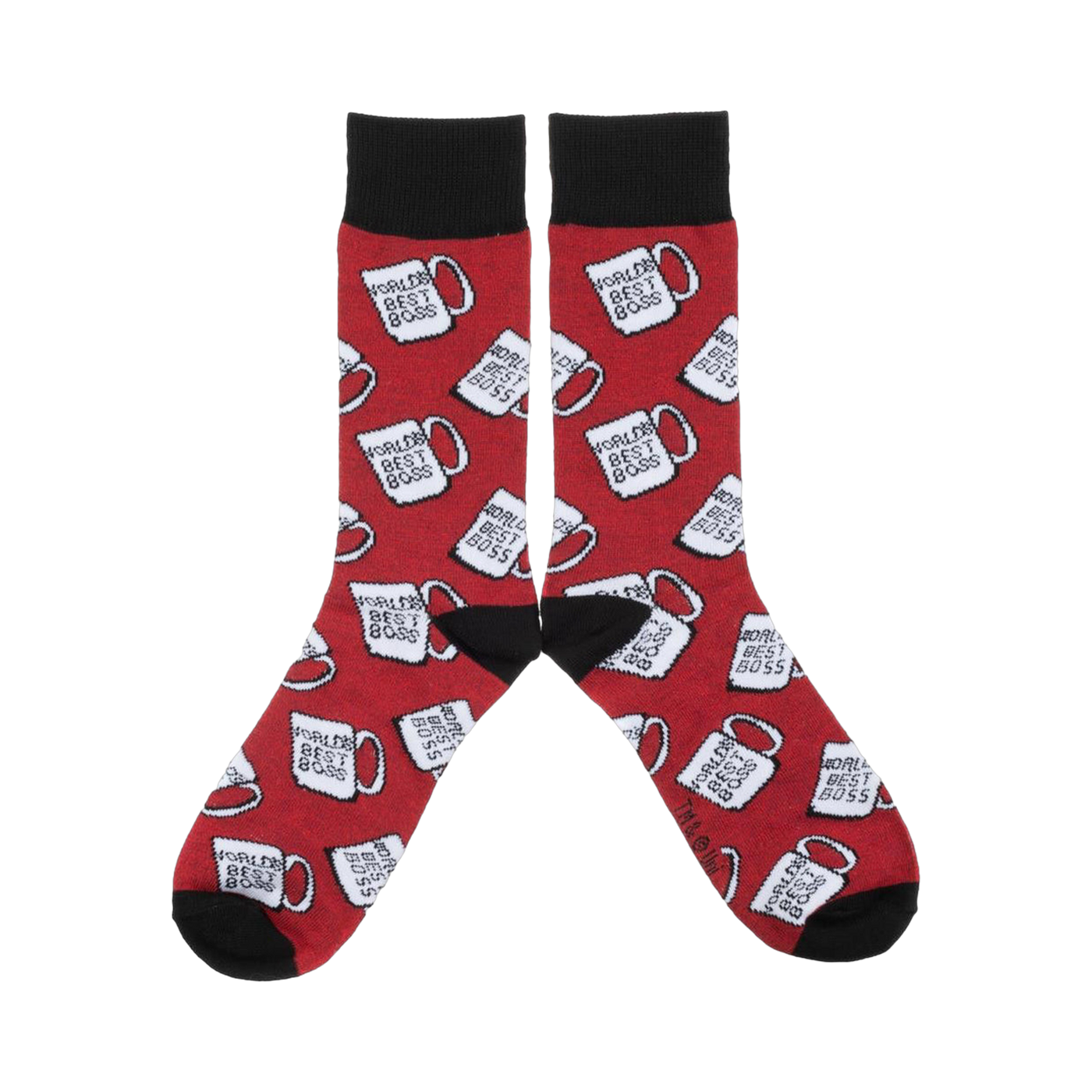 Flat lay of the 'World's Best Boss' socks showcasing the full design on a white background.