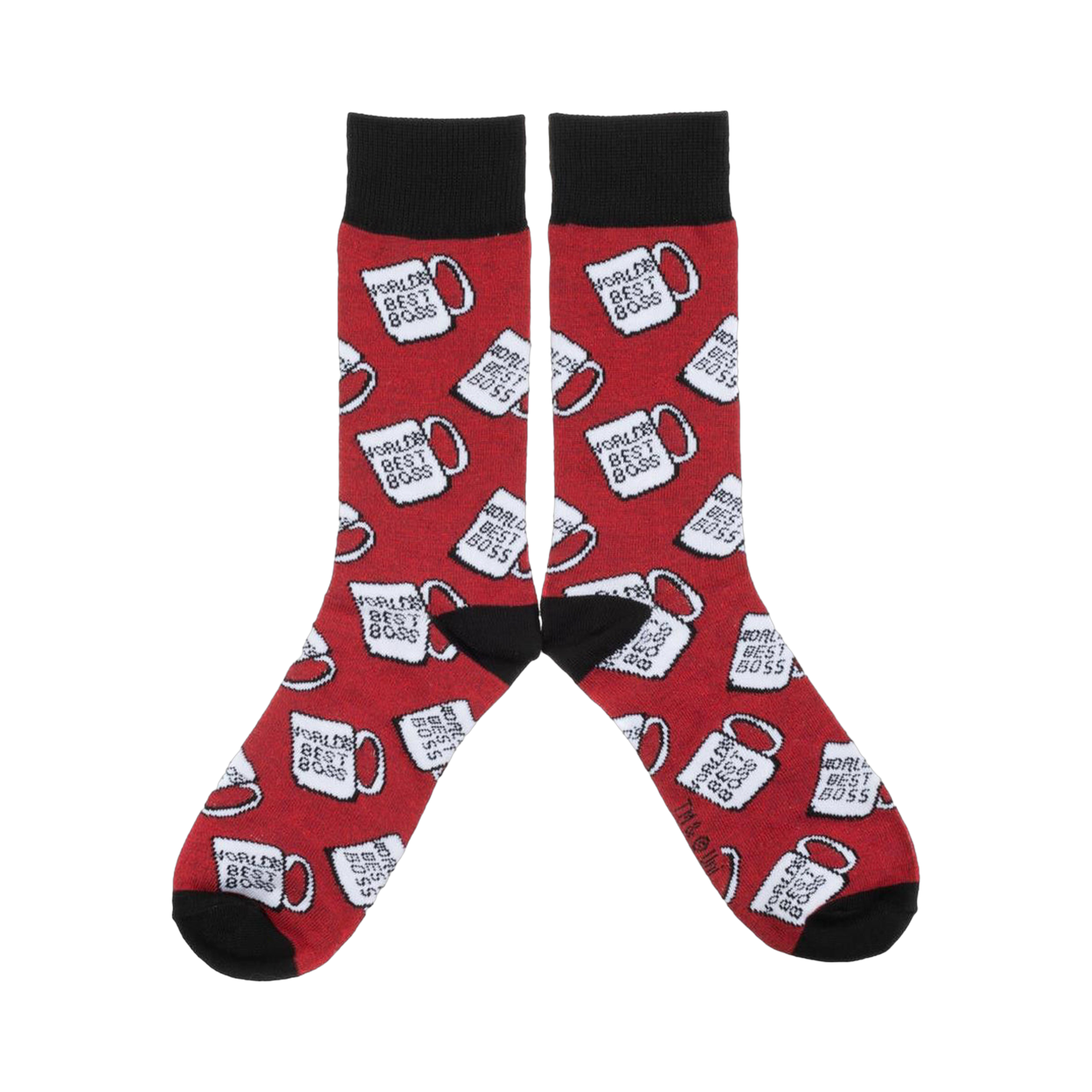 Flat lay of the 'World's Best Boss' socks showcasing the full design on a white background.