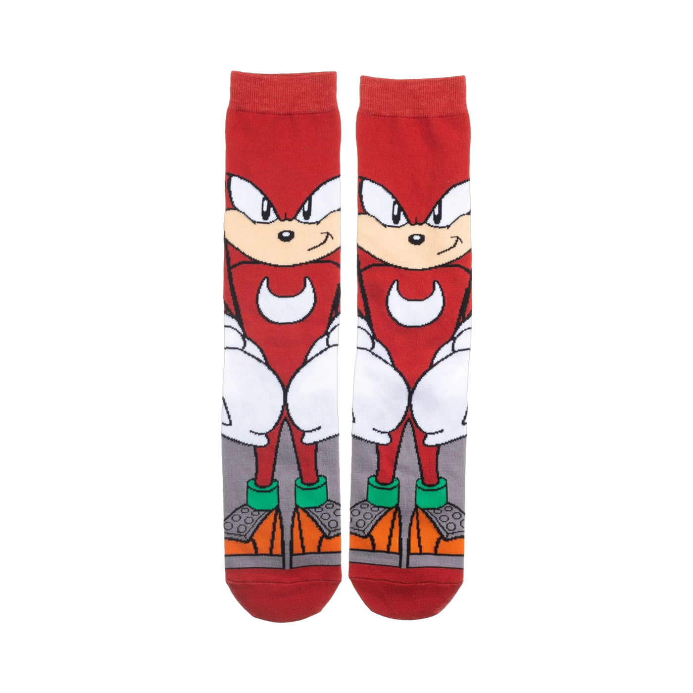 Flatlay product shot of Knuckles 360 Character Socks showing the full design on a white background.