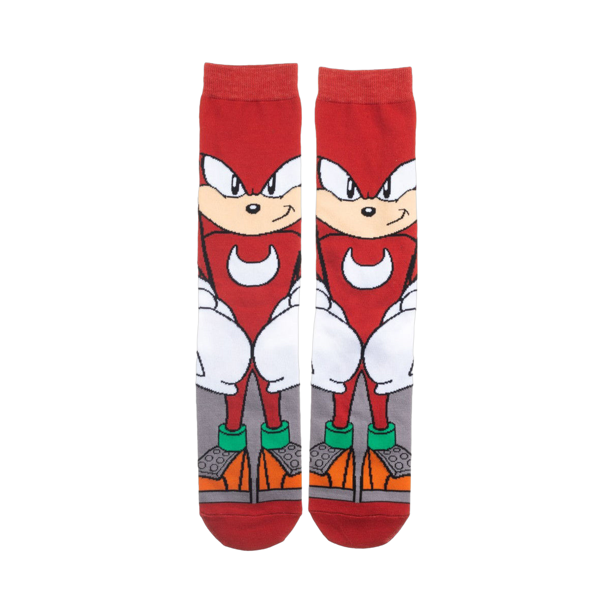 Flatlay product shot of Knuckles 360 Character Socks showing the full design on a white background.