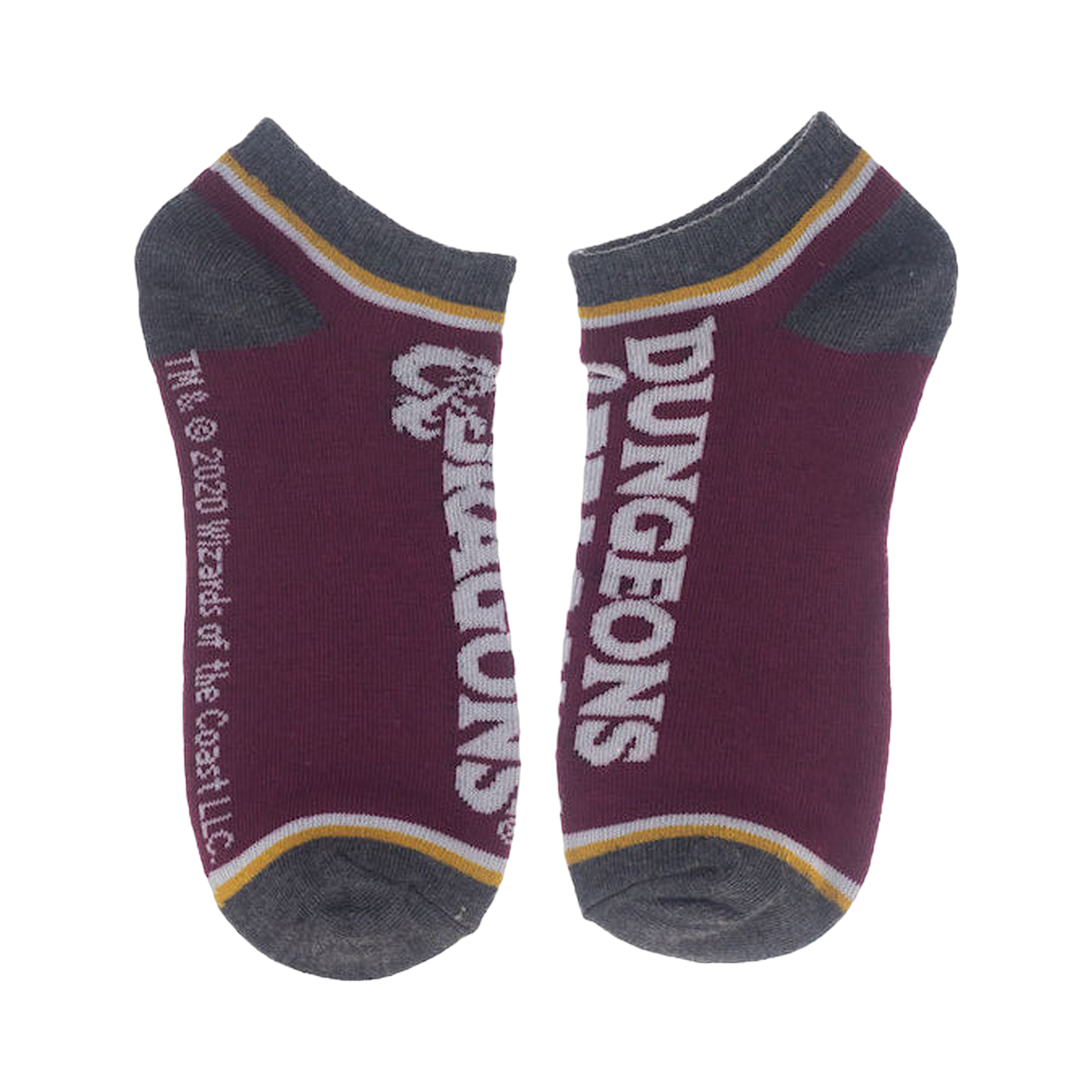 Product shot showcasing all five pairs of D&D socks together.