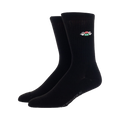 Lifestyle shot: Two pairs of black Friends socks displayed against a white background.