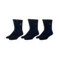 Three pairs of black crew socks with embroidered The Office designs: beer mug, 'that's what she said', and Schrute Farms.