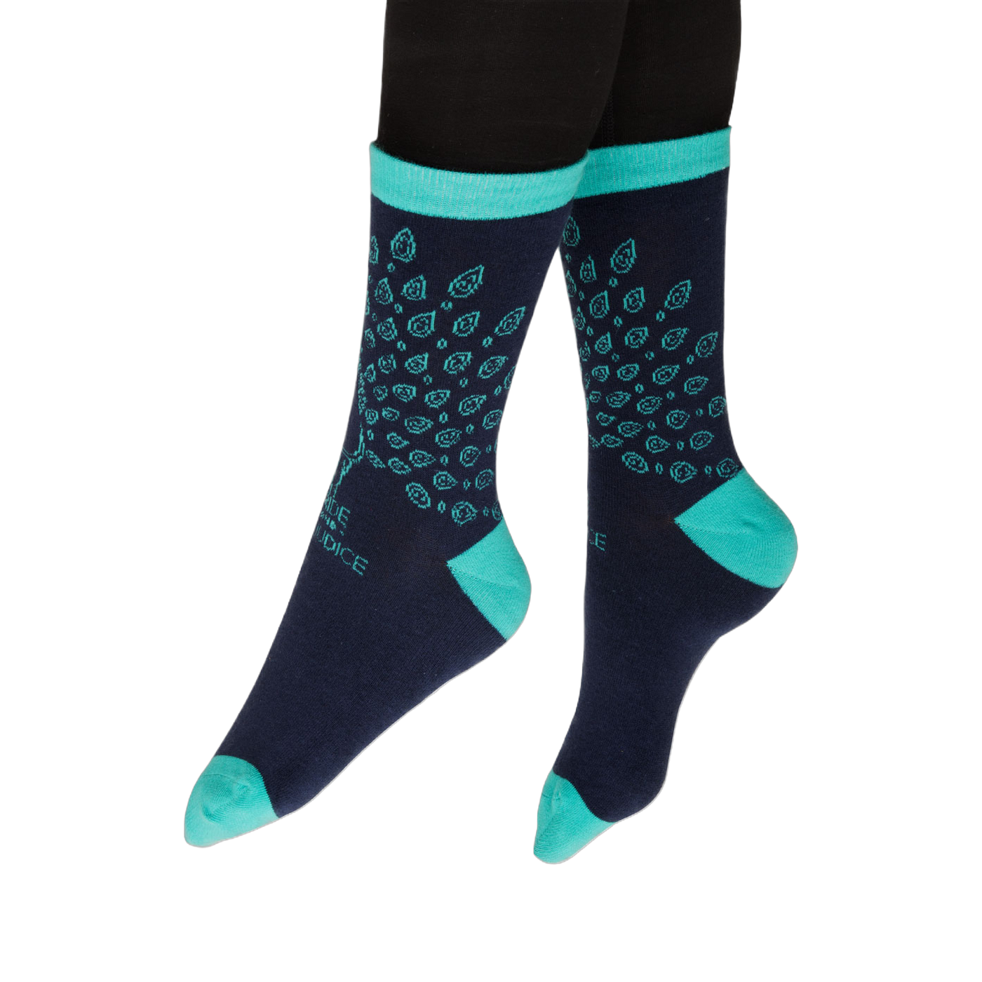 Lifestyle shot showing the socks on a person's feet, highlighting the fit and style.