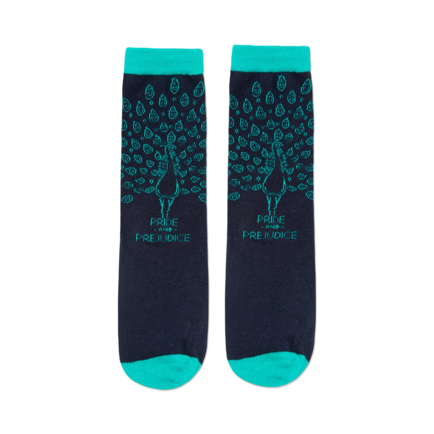 Flat lay product shot of the socks on a black background, showcasing the design details.