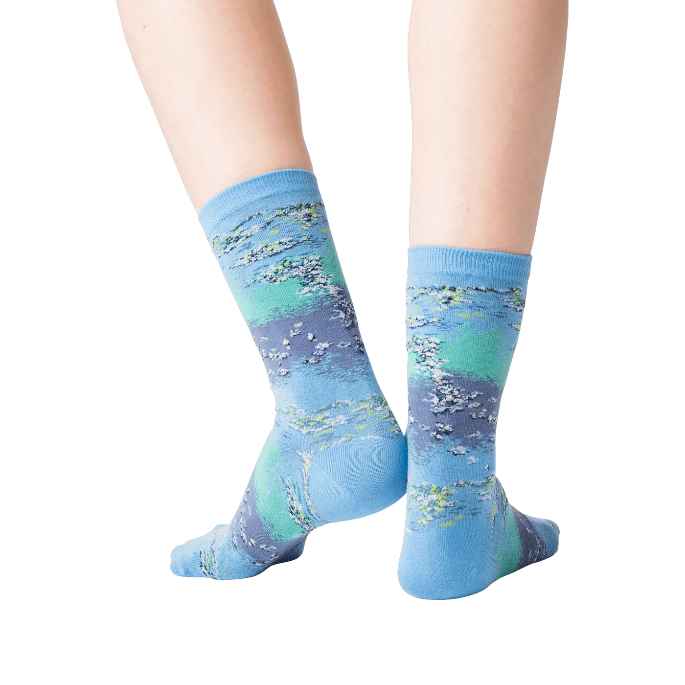 Back view of the Monet's Waterlilies socks, highlighting the design details.
