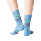 Back view of the Monet's Waterlilies socks, highlighting the design details.
