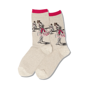 light gray crew socks with a pattern of a ballerina from degas' 