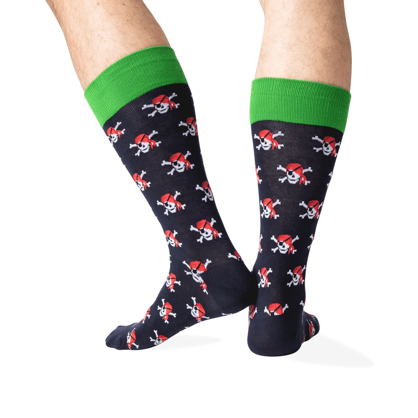 Rear view of the Pirate Skull socks, highlighting the design.