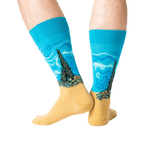 Back view of a person wearing the socks, showcasing the design.