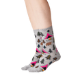 Lifestyle shot: Person wearing grey Bear Tent socks.