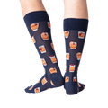 Flat lay image showing a pair of navy blue Old Fashioned cocktail socks.