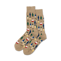 Tan Fishing Lure socks shown on a model's legs, showcasing the fit and design.