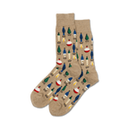 Tan Fishing Lure socks shown on a model's legs, showcasing the fit and design.