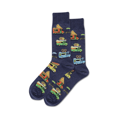 food trucks crew socks for men with cartoon food trucks illustrations   