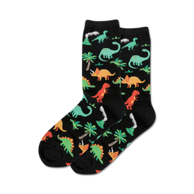 dinosaurs dinosaur themed womens black novelty crew socks