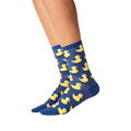 Flat lay product shot of the pink rubber duck socks.