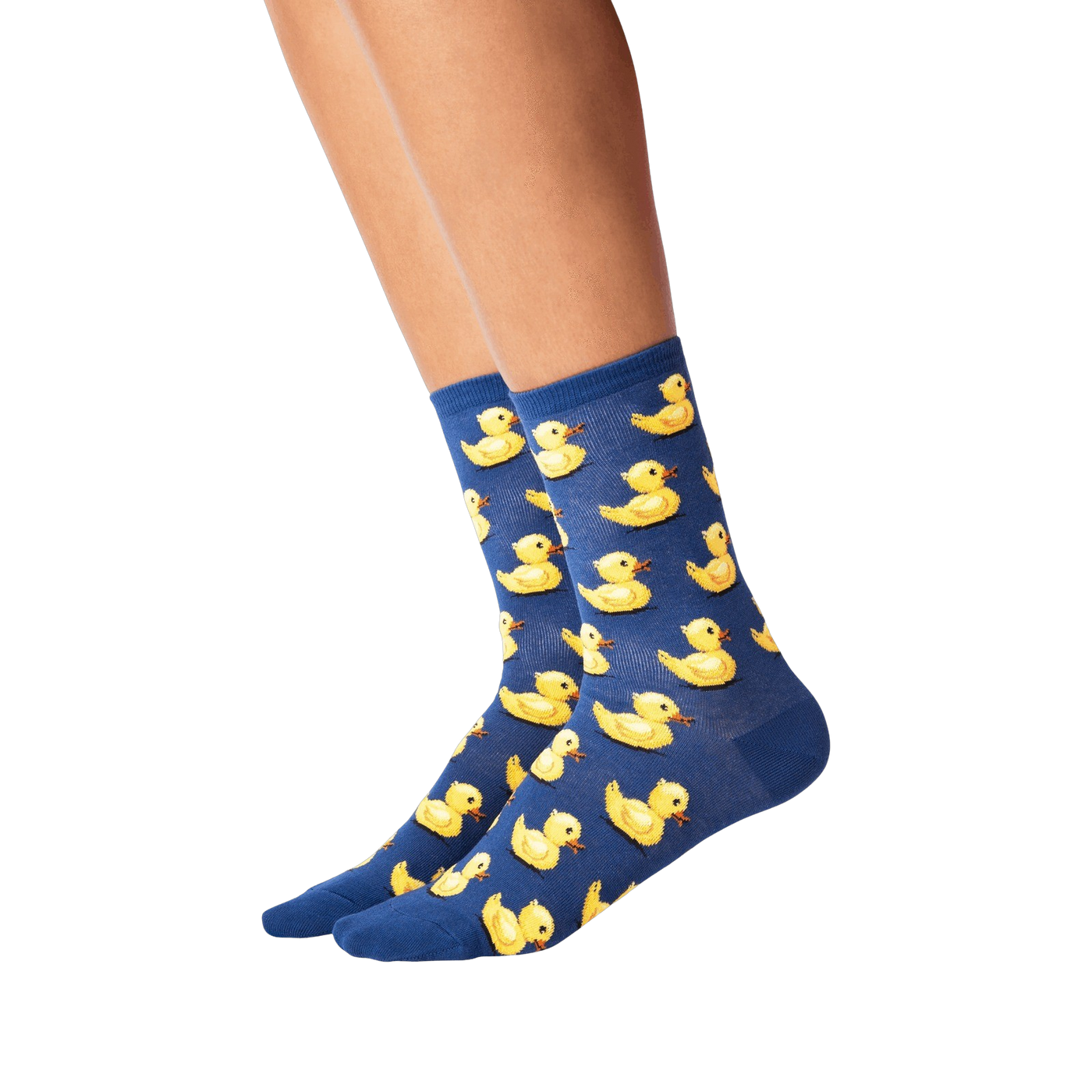 Flat lay product shot of the pink rubber duck socks.