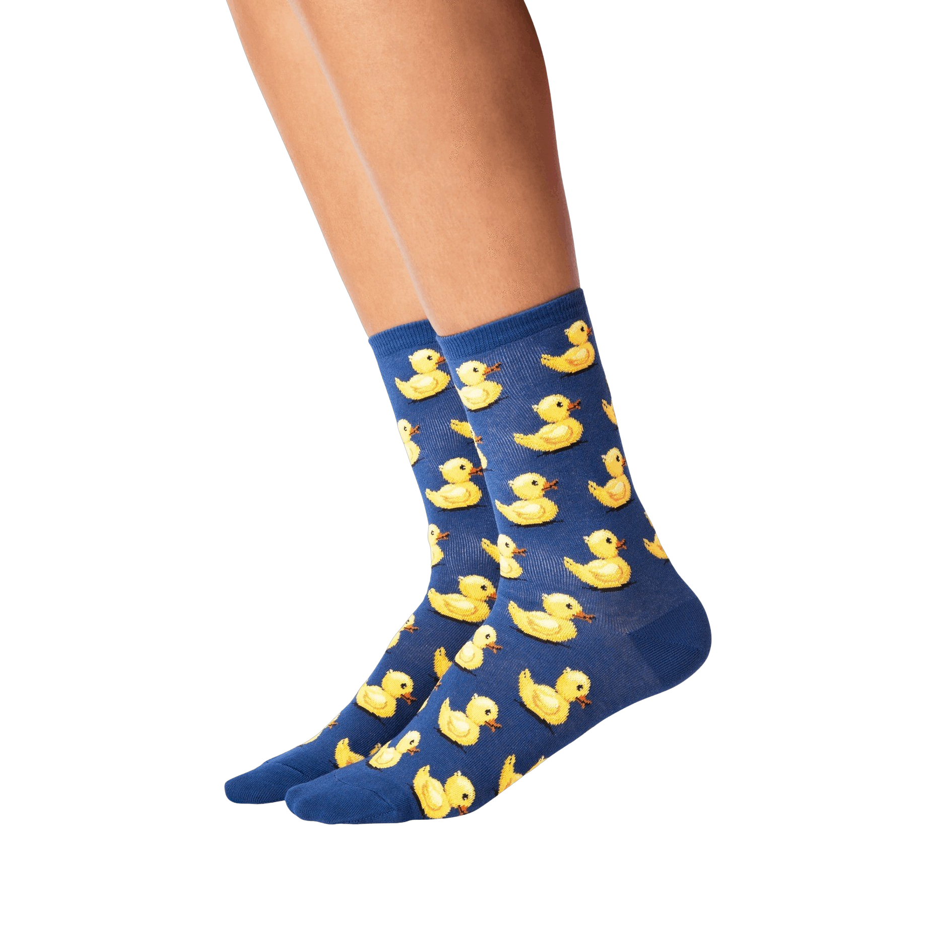 Flat lay product shot of the pink rubber duck socks.