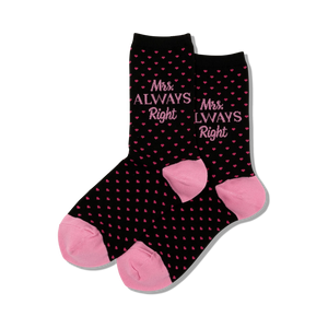 black women's crew socks with pink polka dots and 