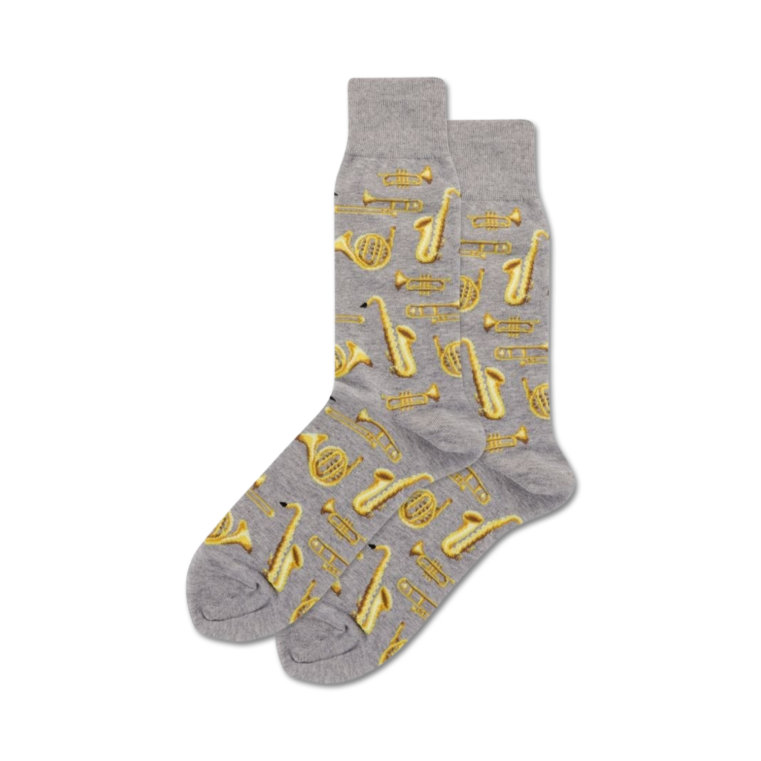Jazz Instrument socks in grey shown on a white background.