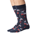 Lifestyle shot showing the Fireman socks on a man's legs. The socks are the focal point.