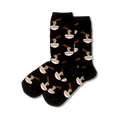 Lifestyle shot of person wearing blue ramen noodle socks.