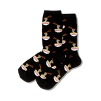 Lifestyle shot of person wearing blue ramen noodle socks.